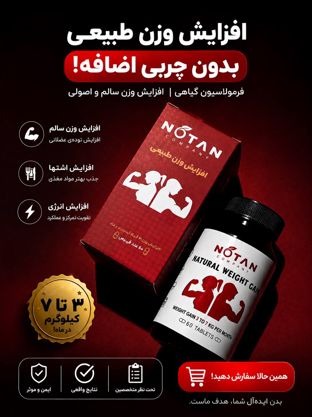 قرص چاقی نوتن از شرکت گامنو اورجینال ۶۰ تایی